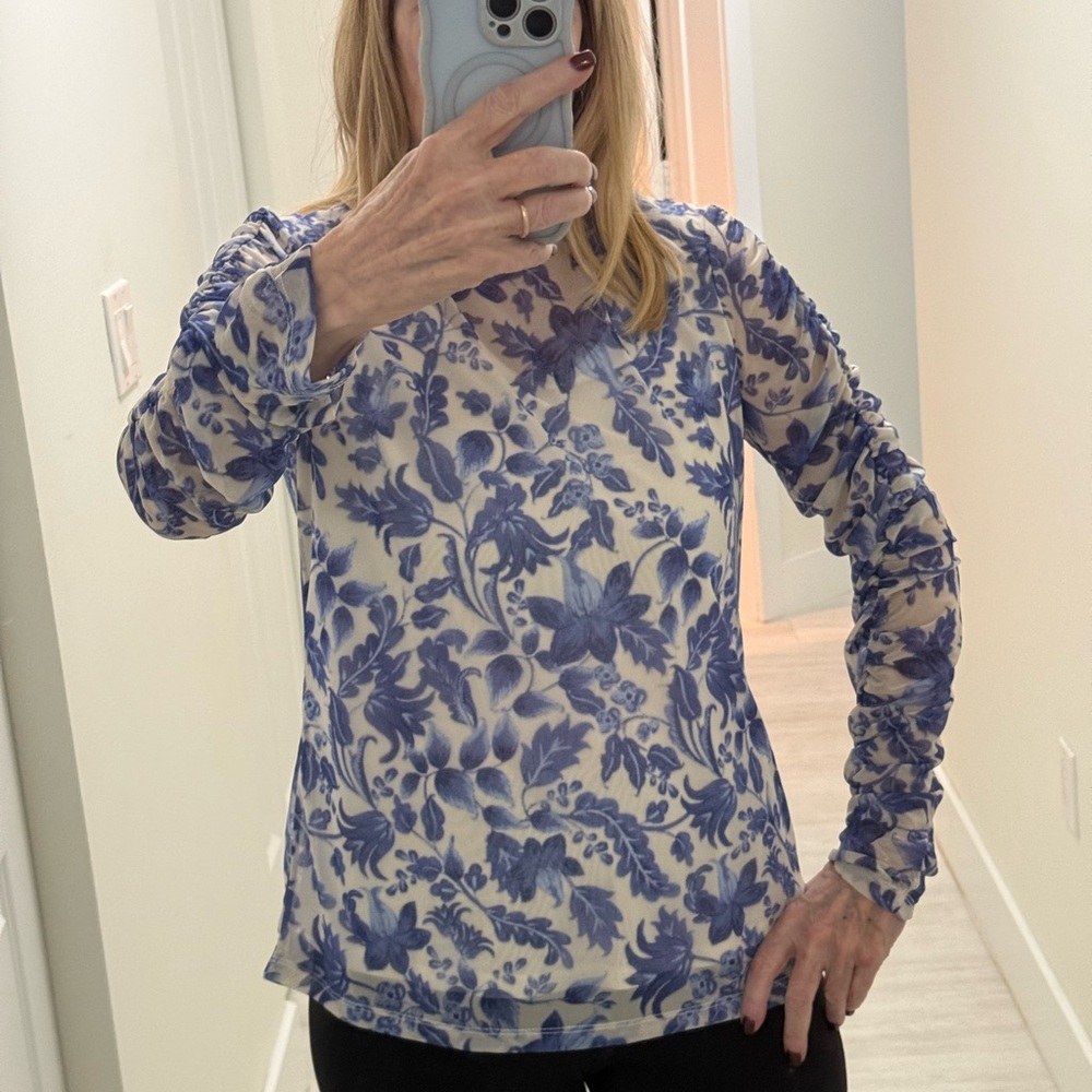 NWOT Susan graver Mesh  Blue Women's Top